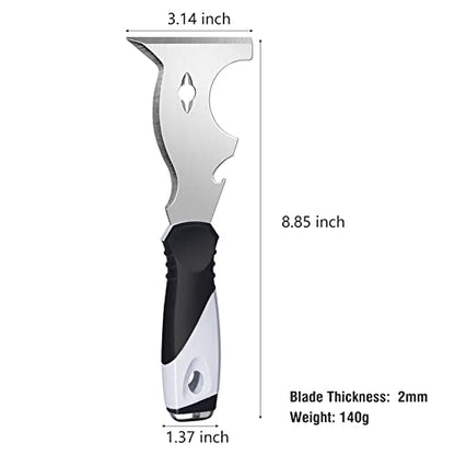 Mister Rui 2-Pack 10-in-1 Putty Knife, Stainless Paint Scraper, Wood Tool - color: 2" and 10 in 1 Putty Knife