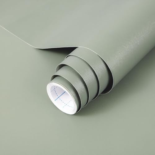 Sage Green Wallpaper Stick and Peel Green Contact Paper Removable Wallpaper - color: Sage Green, size: 17.7" x 236.2"