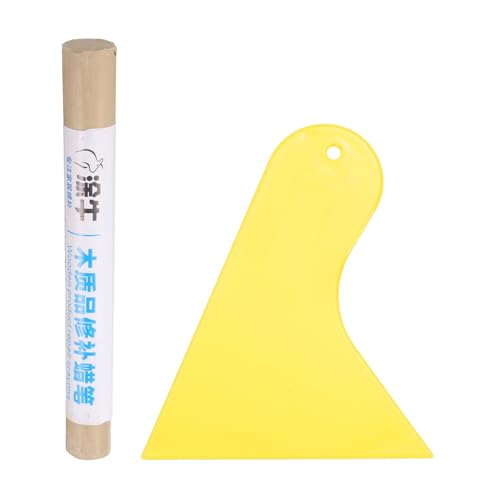 HARFINGTON Wood Filler Sticks Wood Furniture Scratch Repair Filler Sticks Furniture Touch Up Markers with Yellow Scraper for Wood Holes Wood Floor Table Door Cabinet, Rubberwood - color: Rubberwood