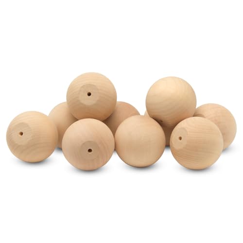 Wood Knobs, 2.5 Inch Round Natural Wood Drawer Pulls, Pack of 12 Unfinished Wooden Drawer Knobs, Ball Shaped Wood Cabinet Knobs, Nursery Dresser Knobs, Wood Door Knobs and Crafts - size: 2-1/2 inch