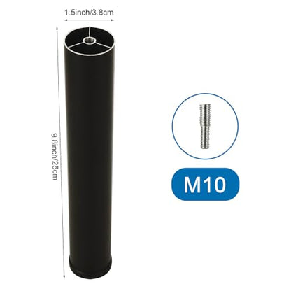 4PCS 10 Inch Metal Adjustable Furniture Legs, Aluminum Alloy Bed Legs Replacement, M10 Thread Sofa Replacement Legs for Cabinet, Cupboard, Desk