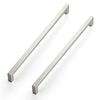 Ravinte Brushed Nickel Square Cabinet Handles & Pulls 12-3/5 Inch 10 Pack - size: 13 in (12-3/5 in Hole Center)