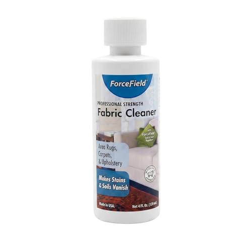ForceField Fabric Cleaner (4 oz) – Professional Strength Spot Stain Remover for Upholstery, Clothing, Carpets & Rugs – WoolSafe Approved Formula Cleans Deep and Prevents Re-Soiling - size: 4 Fl Oz (Pack of 1)