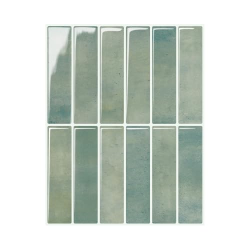 Peel and Stick Backsplash 3D Wall Tiles,Self-Adhesive,Oil Proof,Waterproof, Removable Wall Panels for Kitchen & Bathroom,Modern Design, Easy Install (10.7ft，12x9 inch,14 Pack) (Mint Green) - color: Mint Green