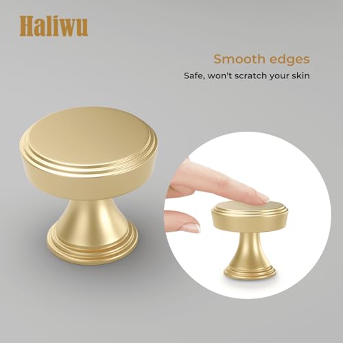 Haliwu 20 Pack Gold Cabinet Knobs Brushed Brass Drawer Knobs - color: Brushed Gold & Round C