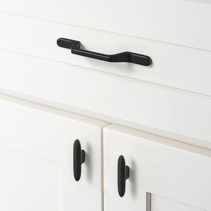 Goo-Ki 6 Pack Cabinet Knobs Matte Black Solid Drawer Knobs Zinc Alloy Kitchen Hardware - 2.2" Full Length Single Screw/Hole Modern Black Cabinet Pulls Dresser Handles - color: Matte Black, size: 2.2" Full Length