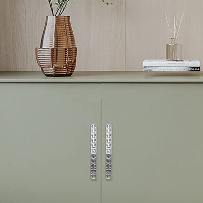 6Pcs U Shape Crystal Glass Drawer Pulls Knobs Handles,Modern Decorated Shiny Cabinet Konbs Zinc Alloy Pulls, for Cupboard Wardrobe Dresser Doors (5.0" Hole Distance, Silver, 6 Pack) - size: U-shaped 5.0" Hole Distance