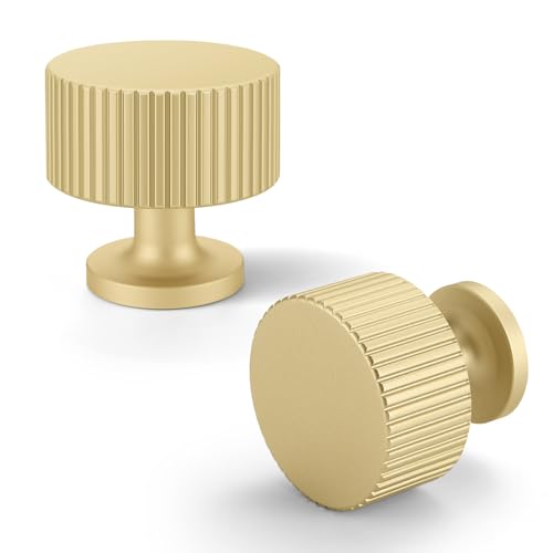 Gold Cabinet Knobs 6 Pack Round Pulls for Kitchen and Dresser - color: Gold