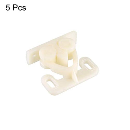 uxcell Furniture Cabinet Closet Door Double Roller Catch ABS Beige 5Pcs