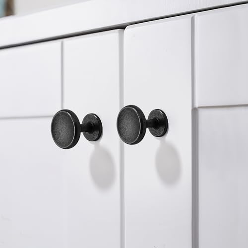 Sailing 10 Pack Cabinet Knob- Antique Black Cabinet Handles Kitchen Cabinets Bedroom Dresser Drawer Handles Knobs - color: Antique Black, size: 1.26"(32mm) Diameter Knob-10Pcs