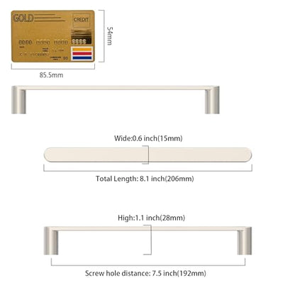 Amerdeco 10 Pack ZH0005BSN Brushed Satin Nickel Cabinet Pulls 7.5" - color: Brushed Satin Nickel, size: 7.5" hole center