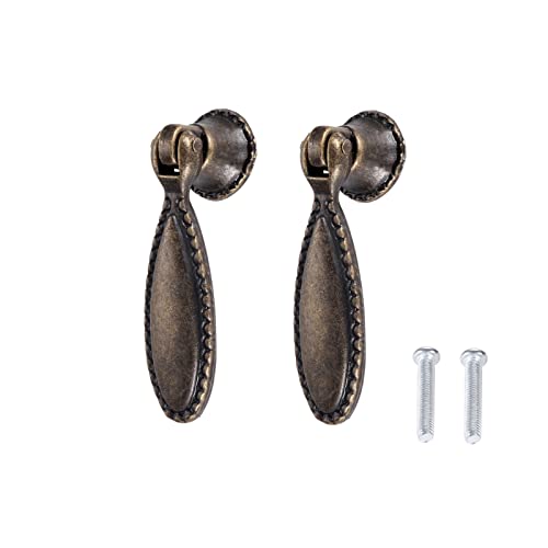 dophee 2 Pack Antique Bronze Single Hole Cabinet Handle Pulls, 2.36"x0.71"