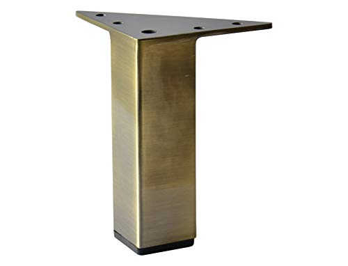 Antique Brass 5 Inch Square Metal Furniture Legs Sofa Couch Cabinet Feet Replacement Bookcase Bathroom Vanity Legs Set of 4 pc
