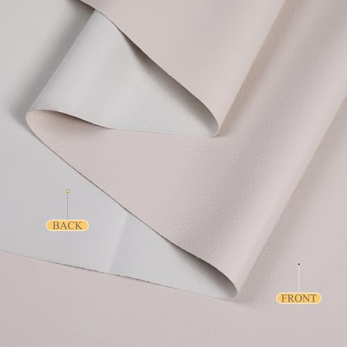 Faux Leather 0.7mm Upholstery Fabric by the Yard 55x72 Inch Beige - color: Beige, size: Pre Cut 2 Yard