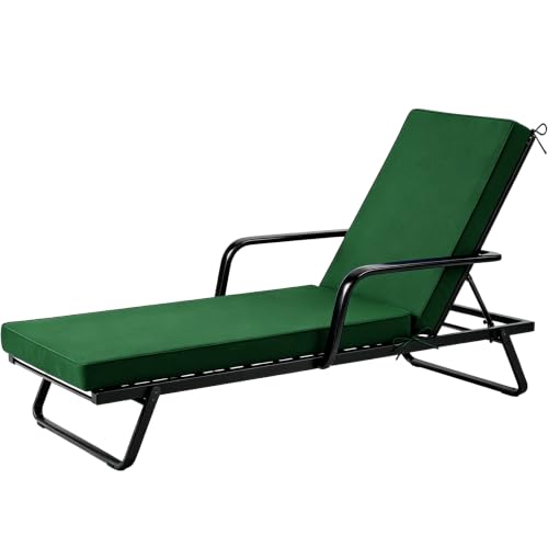 Chaise Lounge Cushions Outdoor, 72"x21"x3", Forest Green - color: Forest Green