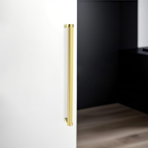 10 Pack Brushed Gold Cabinet Pulls knurled 12-5/8 Inch Hole Centers Kitchen Cabinet Handles Gold Drawer Pulls Cabinet Hardware - color: Brushed Gold, size: 12-5/8'' Hole Center(320mm)