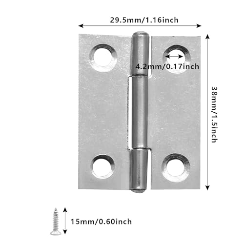 Piutouyar 12 Pack Butt Hinge 1.5 Inch Mini Hinges, Silver - size: 1.5 Inch