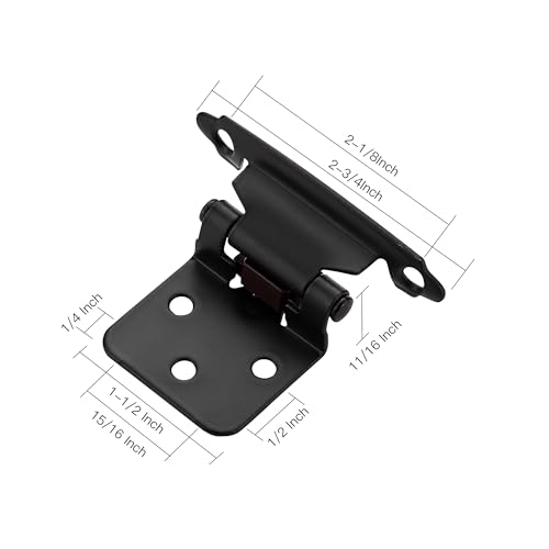 Ravinte Black Kitchen Cabinet Hinges, 1/2 Inch Overlay, 10 Pack - size: 1/2 inch Overlay