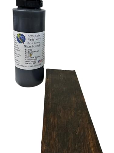 Earth Safe Finishes Wood Stain & Sealer, Durable, Non Toxic, No VOC, Water Based, Made in USA (Walnut, 8oz) - color: Walnut, size: 8oz