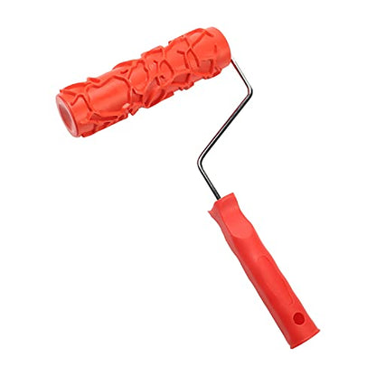 Utoolmart 7" Home Wall Rubber Paint Roller 175mm Wooden Grain Painting Roller with Plastic Handle 1Pcs - size: EG046T