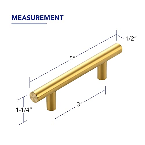 Ravinte Hardware Gold Cabinet Handles Drawer Pulls 3 Inch CC 25 Pack - color: Gold T-Shaped, size: 3" Hole Center