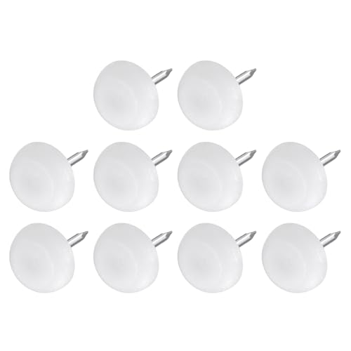METALLIXITY Furniture Feet Nail (12mm/0.47in) 20Pcs, Plastic Round Chair Glides Sliders - for Chairs Sofa Furniture Sliders Protector Pad, White - size: 12mm/0.47in