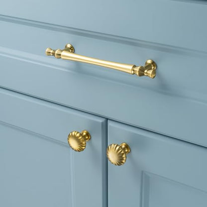 5 Inch Brushed Gold Cabinet Pulls 10 Pack French Style P2408 - color: Brushed Gold, size: 5" Hole Centers-10 Pcs