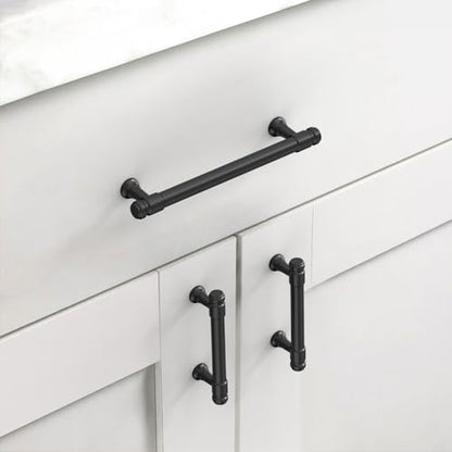Asidrama 10 Pack 5 Inch Matte Black Kitchen Cabinet Handles - color: Matte Black, size: 5" Hole Center(128mm)