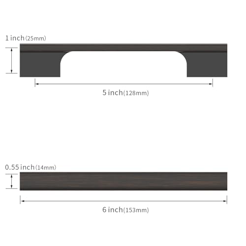 12 Pack 5"(128mm) Oil Rubbed Bronze Cabinet Pulls Kitchen Cabinet Handles Oil Rubbed Bronze Drawer Pulls Cupboard Hardware for Cabinets CK0015 - color: Oil Rubbed Bronze, size: 5 Inch Hole Center