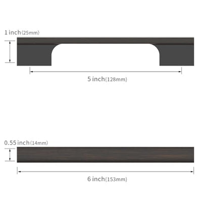 12 Pack 5"(128mm) Oil Rubbed Bronze Cabinet Pulls Kitchen Cabinet Handles Oil Rubbed Bronze Drawer Pulls Cupboard Hardware for Cabinets CK0015 - color: Oil Rubbed Bronze, size: 5 Inch Hole Center