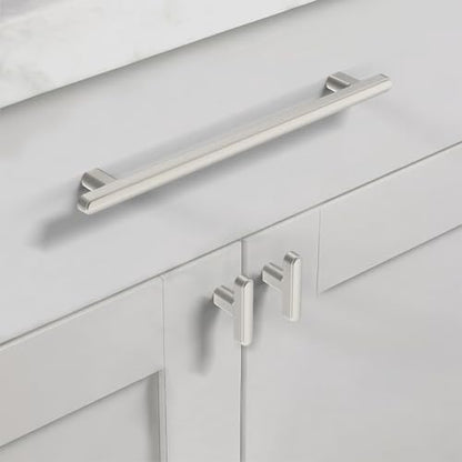 Asidrama 10 Pack 6.3 Inch(160mm) Brushed Satin Nickel Kitchen Cabinet Handles, Cabinet Pulls Kitchen Cabinet Hardware for Cupboard Drawer Pulls - color: Brushed Satin Nickel, size: 6.3" Hole Center, style: 10 Pack