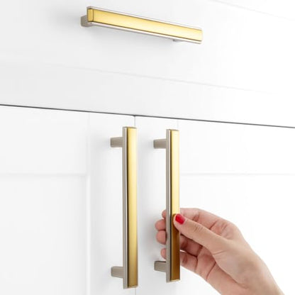 Gold and Nickel Cabinet Pulls Drawer Handles 5 Inch 5 Pack 2281 - color: Gold & Brushed Nickel, size: 5 In Hole Distance, style: 5 Pack