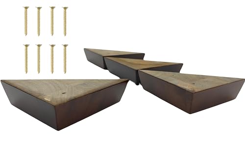 Furniture Legs, Set of 4 Wood Sofa Corner Feet, 1-1/2" Tall by 5" Wide Triangle, Chair Couch Feet Replacement, Parent (Dark Walnut) - color: Dark Walnut