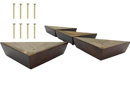 Furniture Legs, Set of 4 Wood Sofa Corner Feet, 1-1/2" Tall by 5" Wide Triangle, Chair Couch Feet Replacement, Parent (Dark Walnut) - color: Dark Walnut