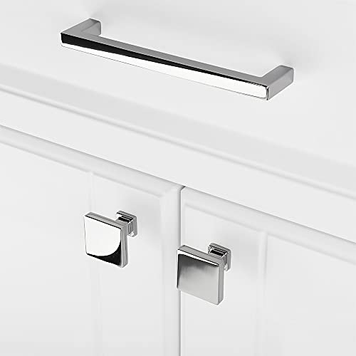 KOOFIZO 10 Pack Polished Chrome Cabinet Knobs, Square Single Hole Pulls K08 - color: Polished Chrome, size: Knob 1 - 10Pcs