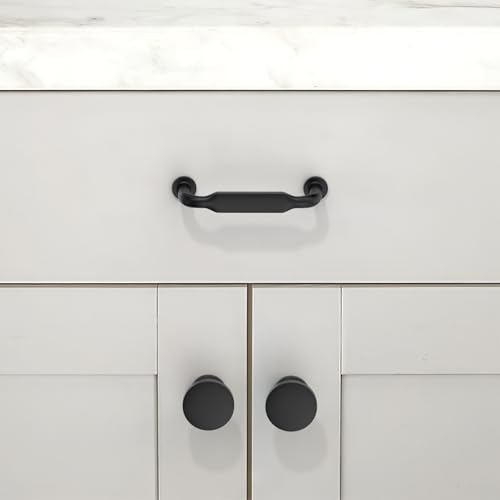 10 Pack Matte Black Cabinet Pulls 3 Inch(76mm) Kitchen Cabinet Handles Solid Zinc Alloy Cabinet Hardware Drawer Pulls - color: Matte Black, size: 3" Hole Center