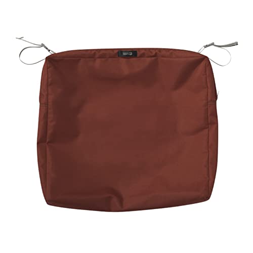 Classic Accessories Ravenna Water-Resistant 21 x 19 x 3 Inch Patio Seat Cushion, Spice, Chair Seat Cushion - color: Spice, size: 21"W x 19"D x 3"Thick