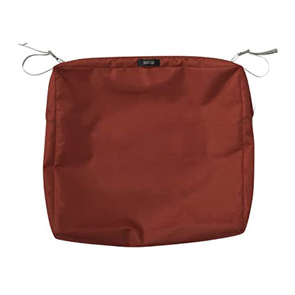Classic Accessories Ravenna Water-Resistant 21 x 19 x 3 Inch Patio Seat Cushion, Spice, Chair Seat Cushion - color: Spice, size: 21"W x 19"D x 3"Thick