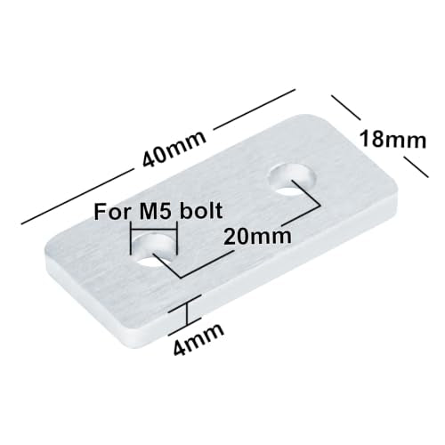 12 Pcs 2020 Flat Joining Plates, Aluminum Mending Plate, 40mm x 18mm - size: 40mm x 18mm