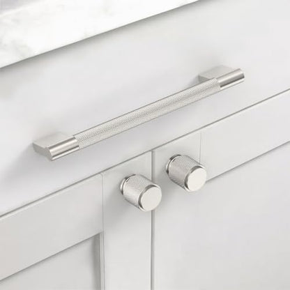 Asidrama 10 Pack 6.3 inch Brushed Satin Nickel Knurled Cabinet Handles - color: Brushed Satin Nickel, size: 6.3" Hole Center(160mm)