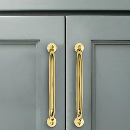 10 Pack 3-1/2 inch Hole Center Polished Brass Cabinet Pulls - Heavy Duty Solid Drawer Hardware Handles Kitchen Vanity Bathroom Handles - color: Polished Brass, size: 3-1/2"(89mm) Hole Center