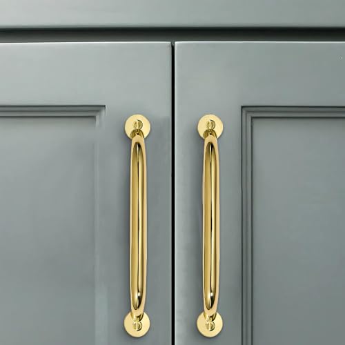 10 Pack 3-3/4 inch Hole Center Polished Brass Cabinet Pulls - Heavy Duty Solid Drawer Hardware Handles Kitchen Vanity Bathroom Handles - color: Polished Brass, size: 3-3/4"(96mm) Hole Center
