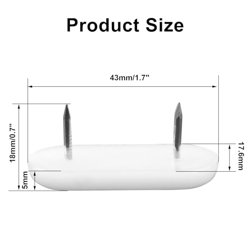 20pcs Furniture Glide Nails, 43x18mm Plastic Head Double Pins Leg Protectors for Chairs, Tables & Bedskirts, Non-Slip Floor Guards with Durable Plastic Heads - size: 43 x 18mm