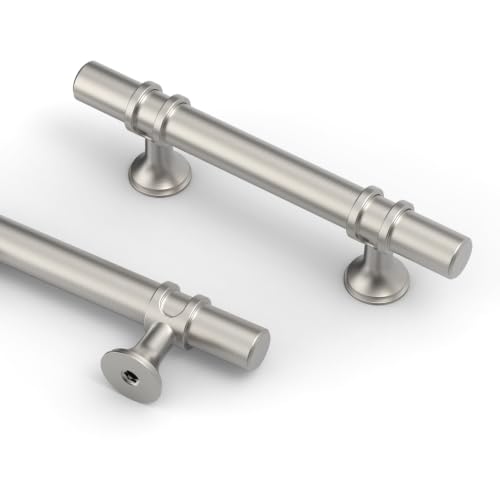 Asidrama 6 Pack 3 Inch(76mm) Brushed Nickel Cabinet Pulls Heavy-Duty Solid Kitchen Cabinet Handles Satin Nickel Drawer Hardware for Bathrooms Cupboard - color: Brushed Satin Nickel, size: 3" Hole Center, style: 6 Pack