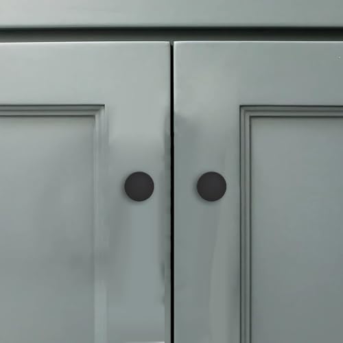 25 Packs of 1-1/5-inch Matte Black Drawers and Cabinet knobs, Round pulls, Suitable for bathrooms, Closets, Kitchens and Dressing Tables