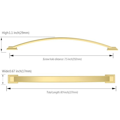 Amerdeco 10 Pack Brushed Gold Cabinet Pulls 7.5" - color: Brushed Gold, size: 7.5" hole center