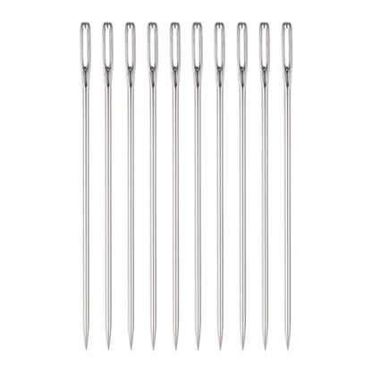 HARFINGTON 10pcs 2.95 Inch Upholstery Needles Large Eye Stitching Needles Stainless Steel Straight Hand Sewing Needles for Home Hand Sewing Leather Tapestry Embroidery Tufting Webbing Carpet - size: 2.95 Inch