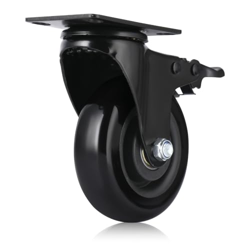 4" Swivel Rubber Caster Wheels with Safety Dual Locking - color: 4" casters