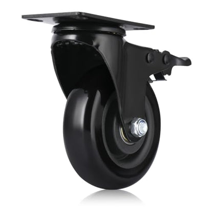 4" Swivel Rubber Caster Wheels with Safety Dual Locking - color: 4" casters