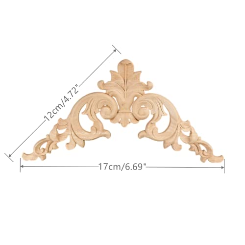 4Pcs Wood Applique Onlay, Unpainted Wooden Carved Corner Decals - size: 12x12cm/4.7x4.7in